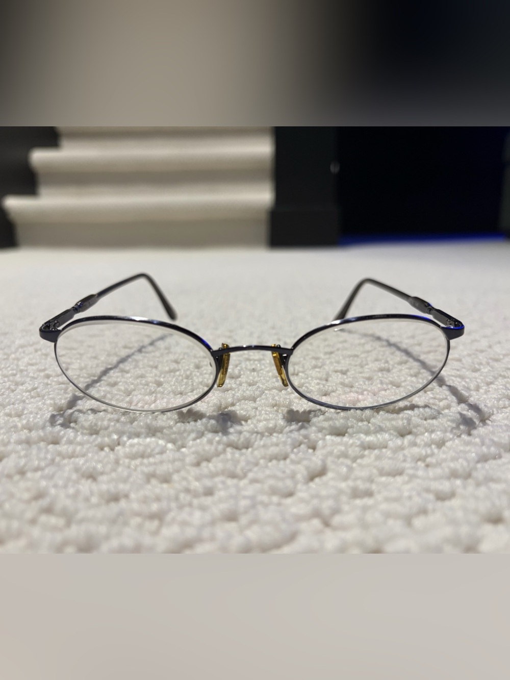 Vintage Bulova Oval Eyeglass Frames 49-19-140 Silver Gold Two-Tone Metal